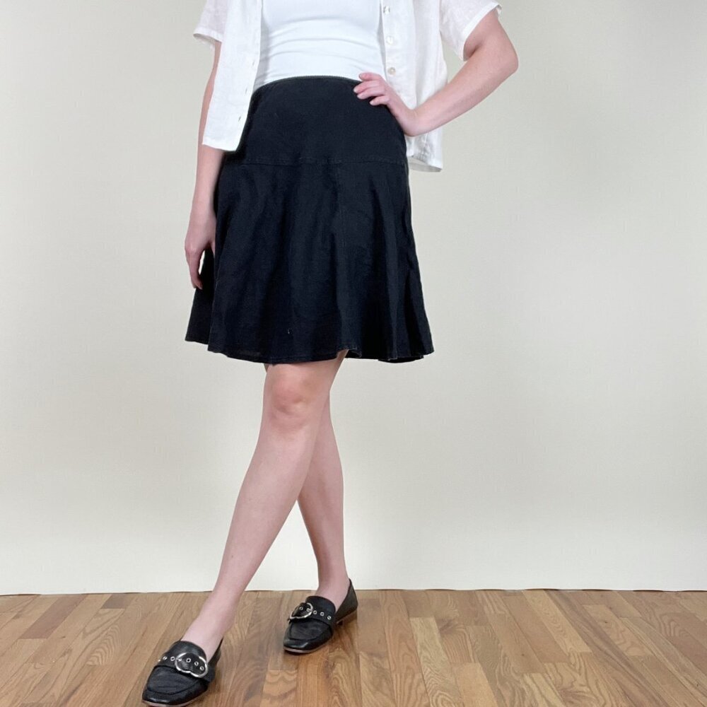 Vintage 100% Linen Drop Waist Mini Midi Skirt Low High Rise Coastal Cowgirl Y2K - Picture 6 of 11